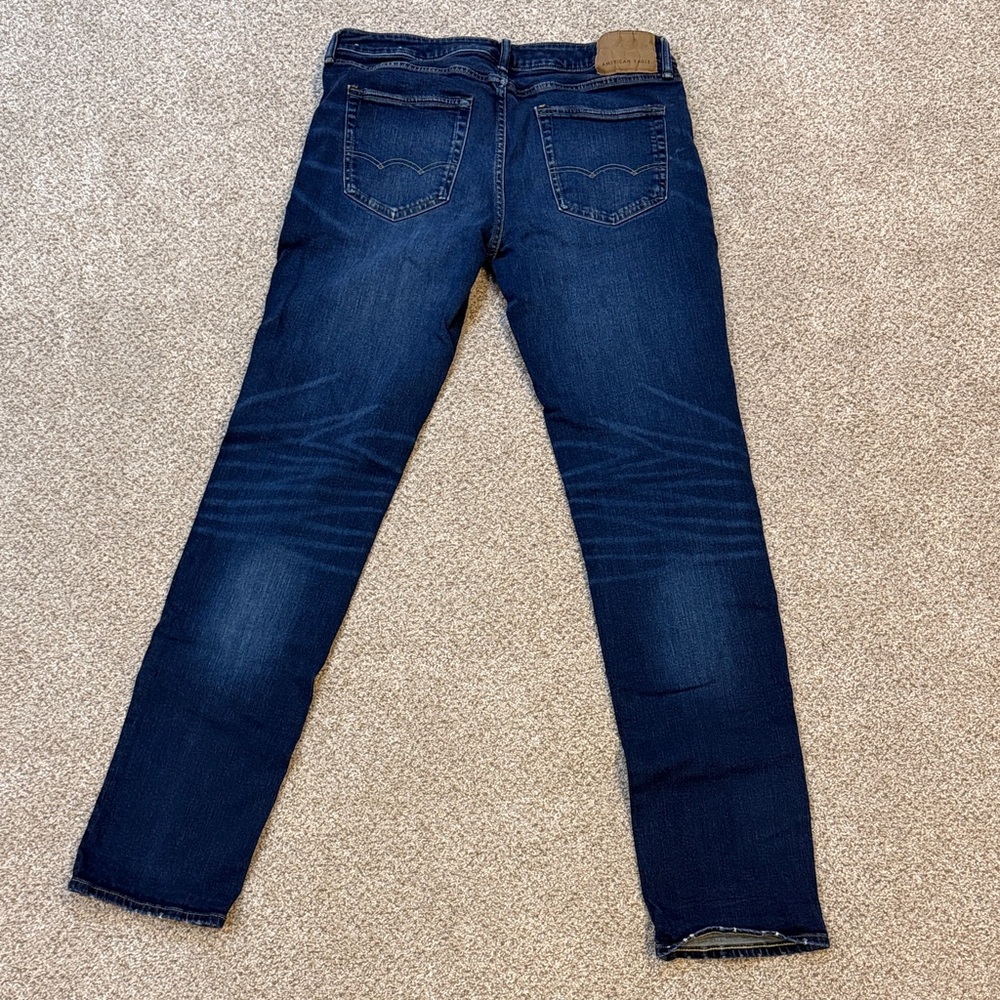 American Eagle Outfitters Men's Deep Blue Skinny Jeans - Picture 3 of 4